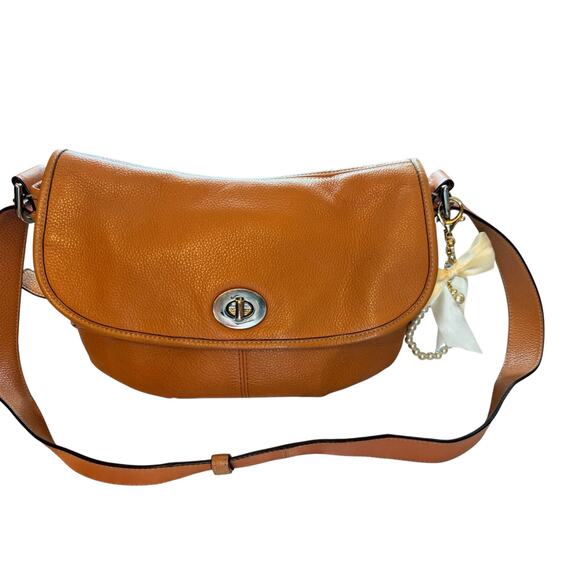 Coach Legacy Leather Saddle Crossbody Bag – Orange / Tan, Style F15170 - Picture 6 of 16